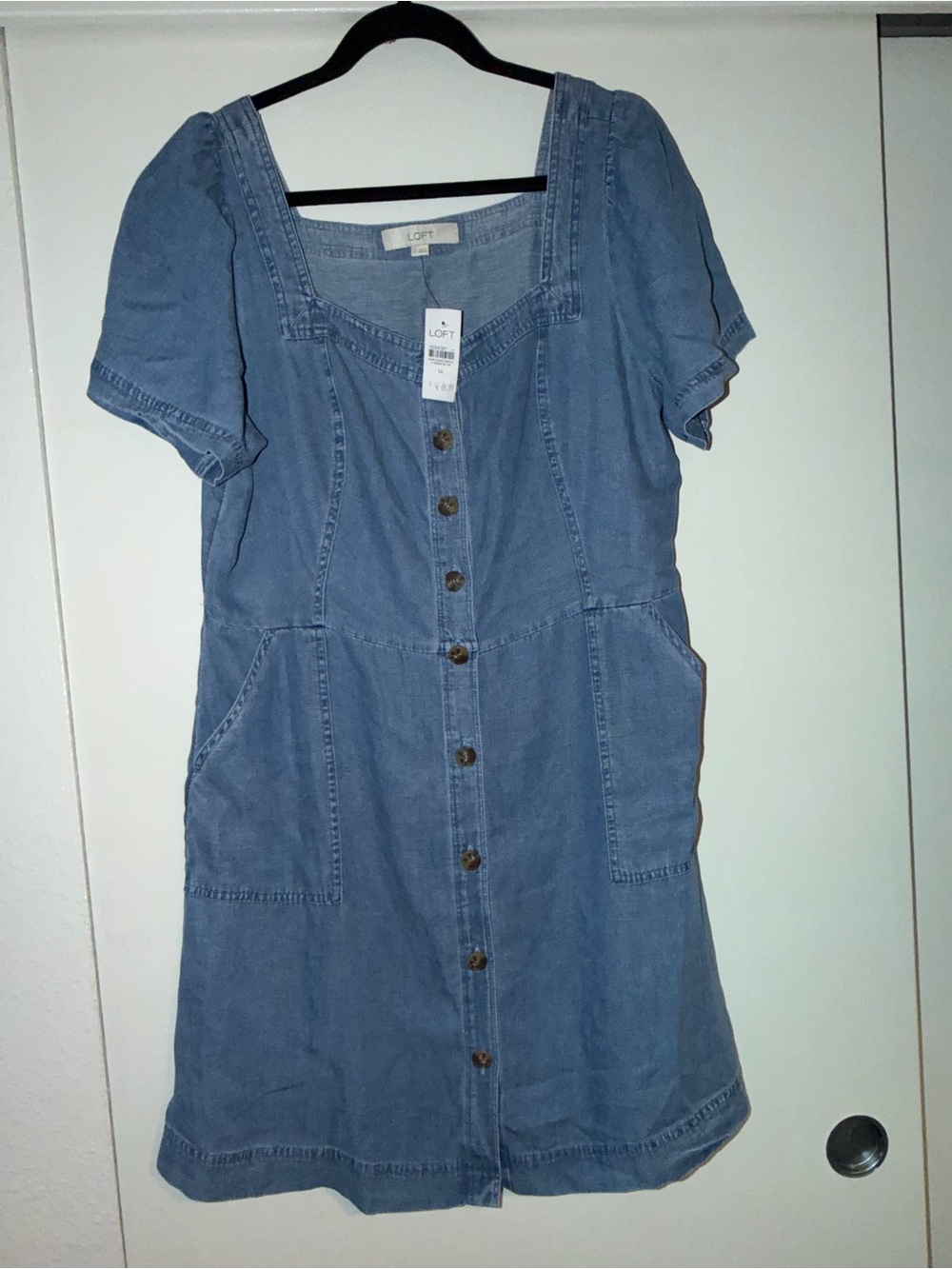 LOFT Light Blue Denim Button-Front Dress
